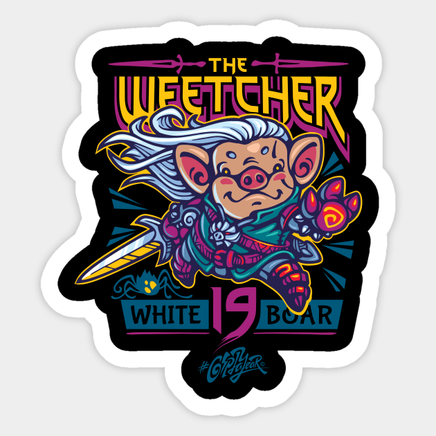 The Weetcher: White Boar Sticker by fonch